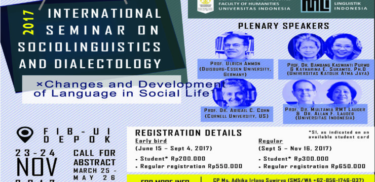 International Seminar on Sociolinguistics and Dialektology: Changes and Development of Language in Social Life
